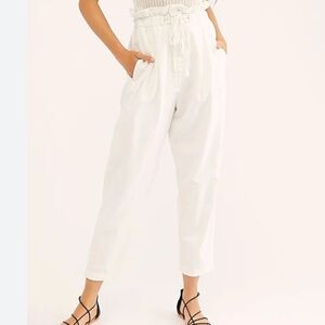 Free People White Margate High-rise Pleated Trousers. Size XS